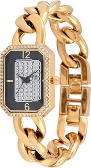 Peugeot Rectangular Crystal Studded Link Watch- 30x23MM