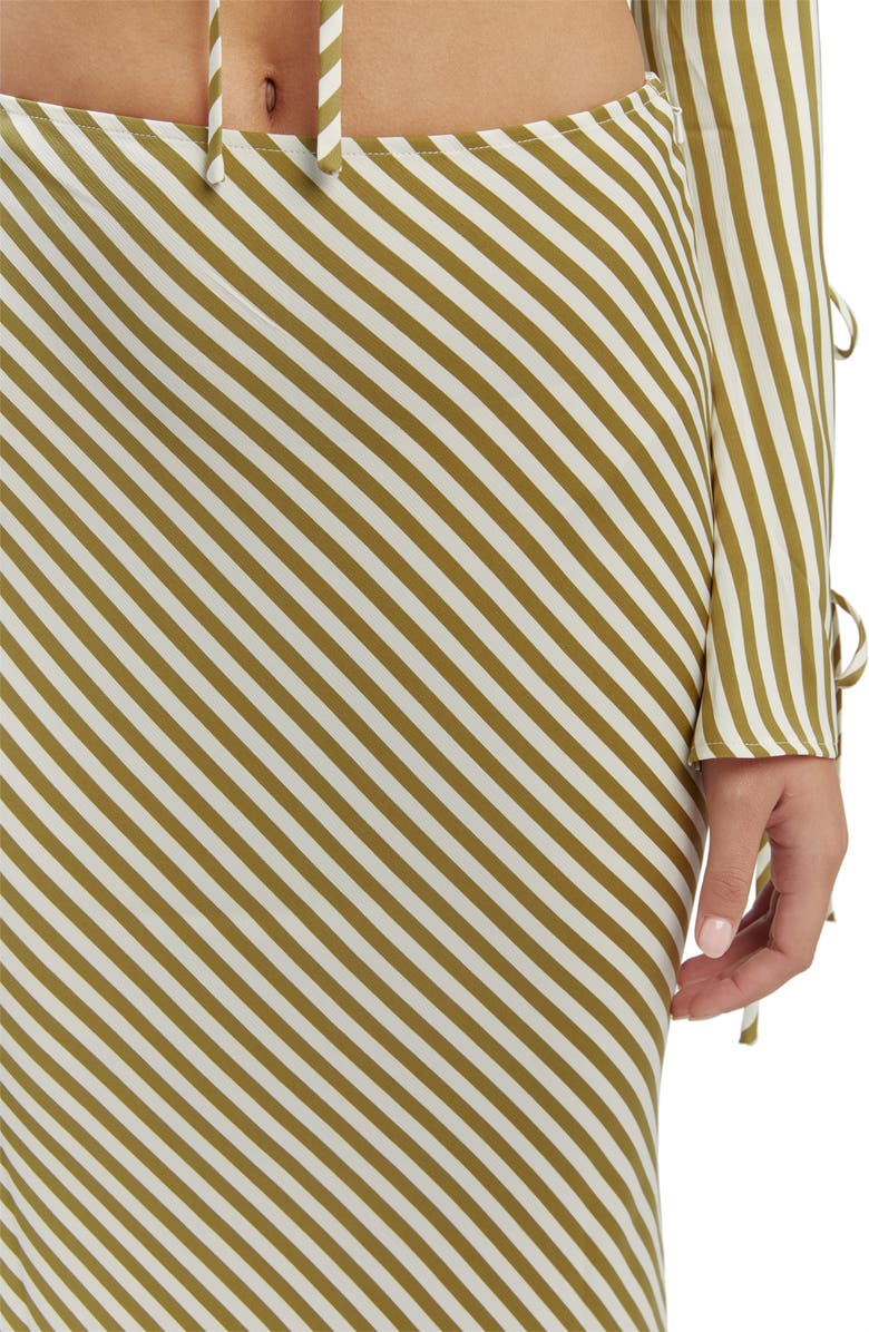 Bardot Isadore Maxi Slip Skirt, Alternate, color, Green Stripe