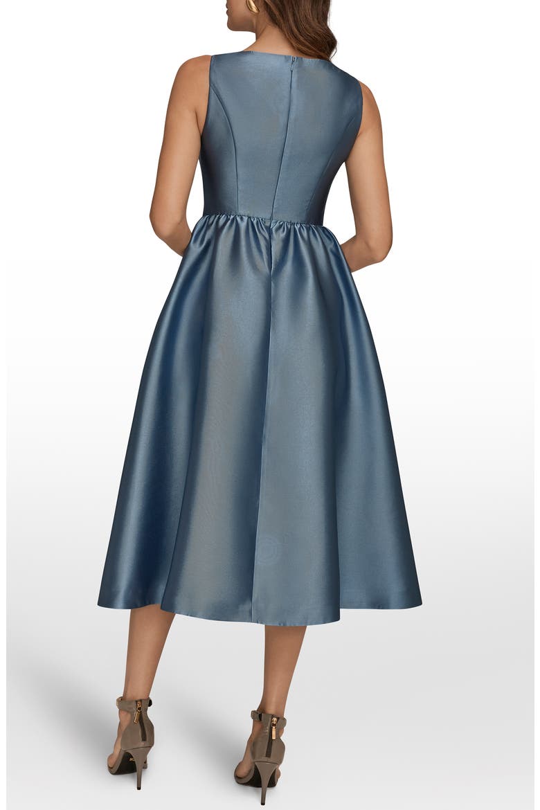 Satin A-Line Midi Dress, Alternate, color, WASHED INDIGO