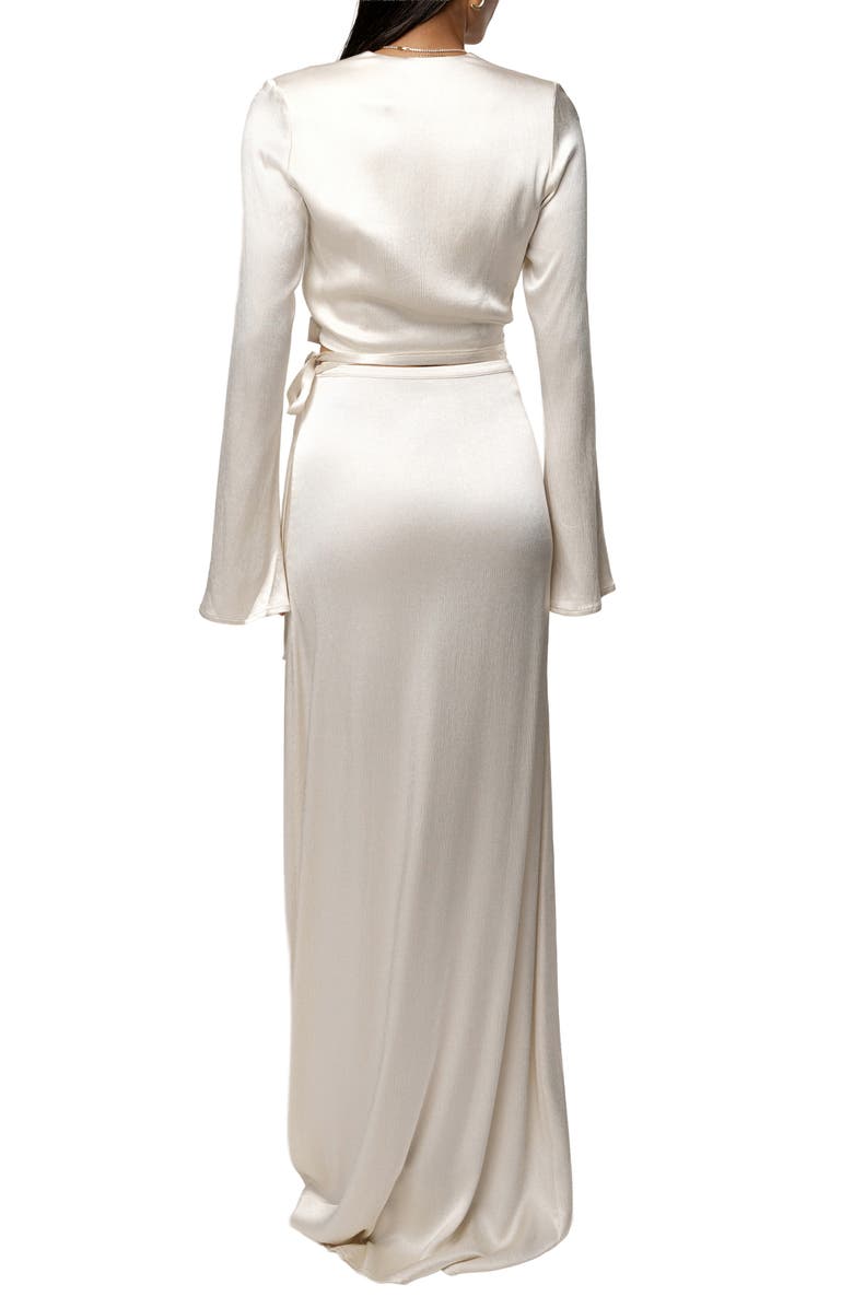 JLUXLABEL Golden Eve Satin Long Sleeve Top & Maxi Skirt Set, Alternate, color, Ivory