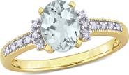 DELMAR Oval Cut Aquamarine & Diamond Ring - 0.04ct.