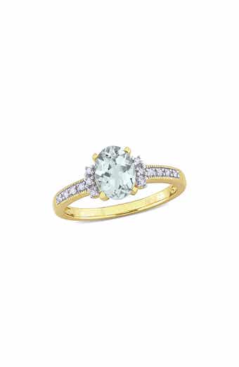 Oval Cut Aquamarine & Diamond Ring - 0.04ct.