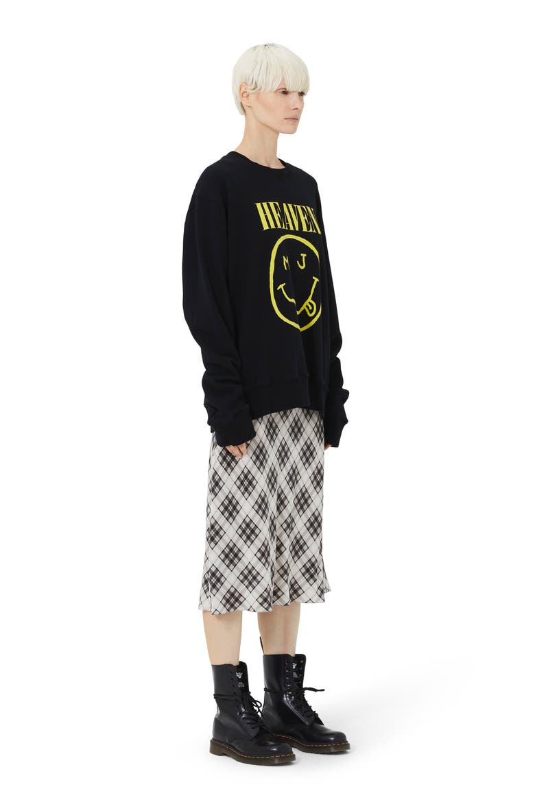 Grunge Logo Oversize Sweatshirt, Alternate, color, BLACK