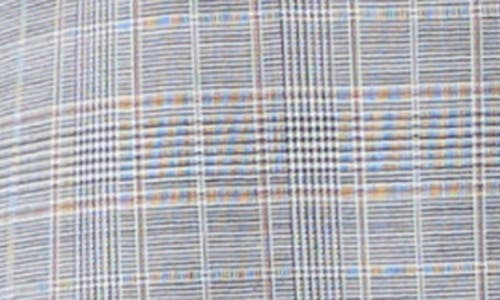 Akris Prince Of Wales Plaid Cool Wool Peplum Button-up Shirt In Gray