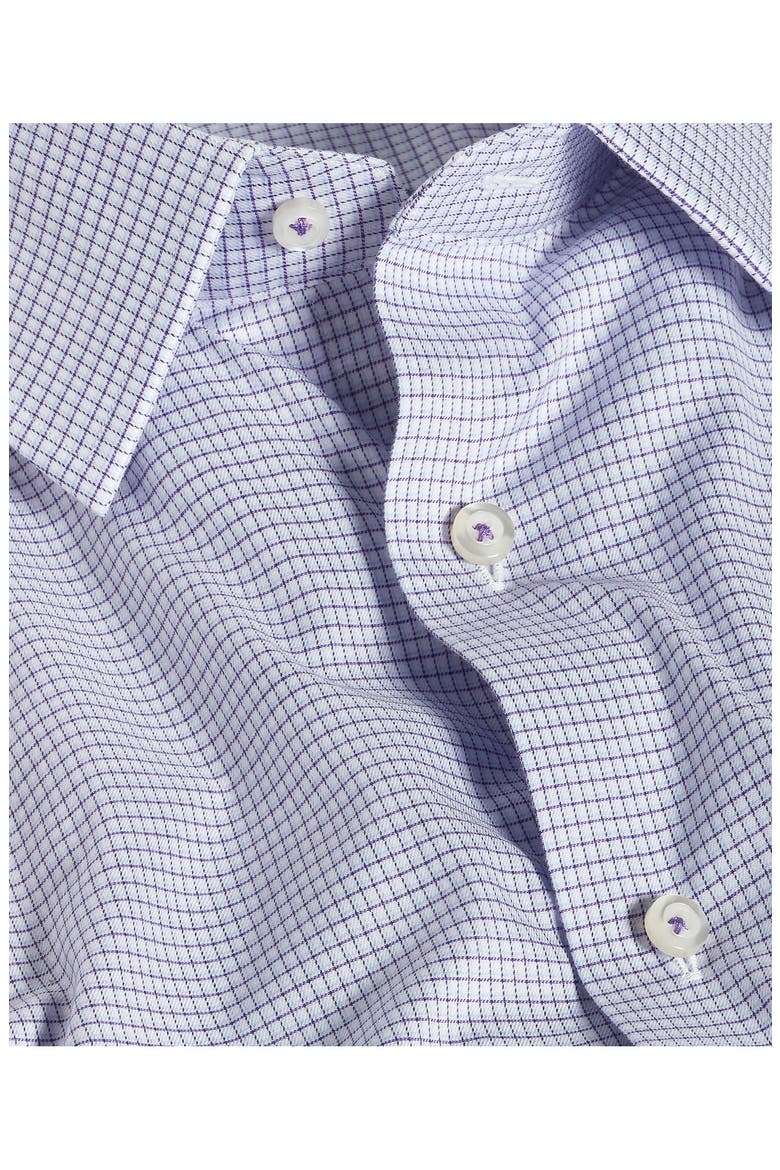 Trim Fit Micro Check Stretch Twill Shirt, Alternate, color, PURPLE/ SKY