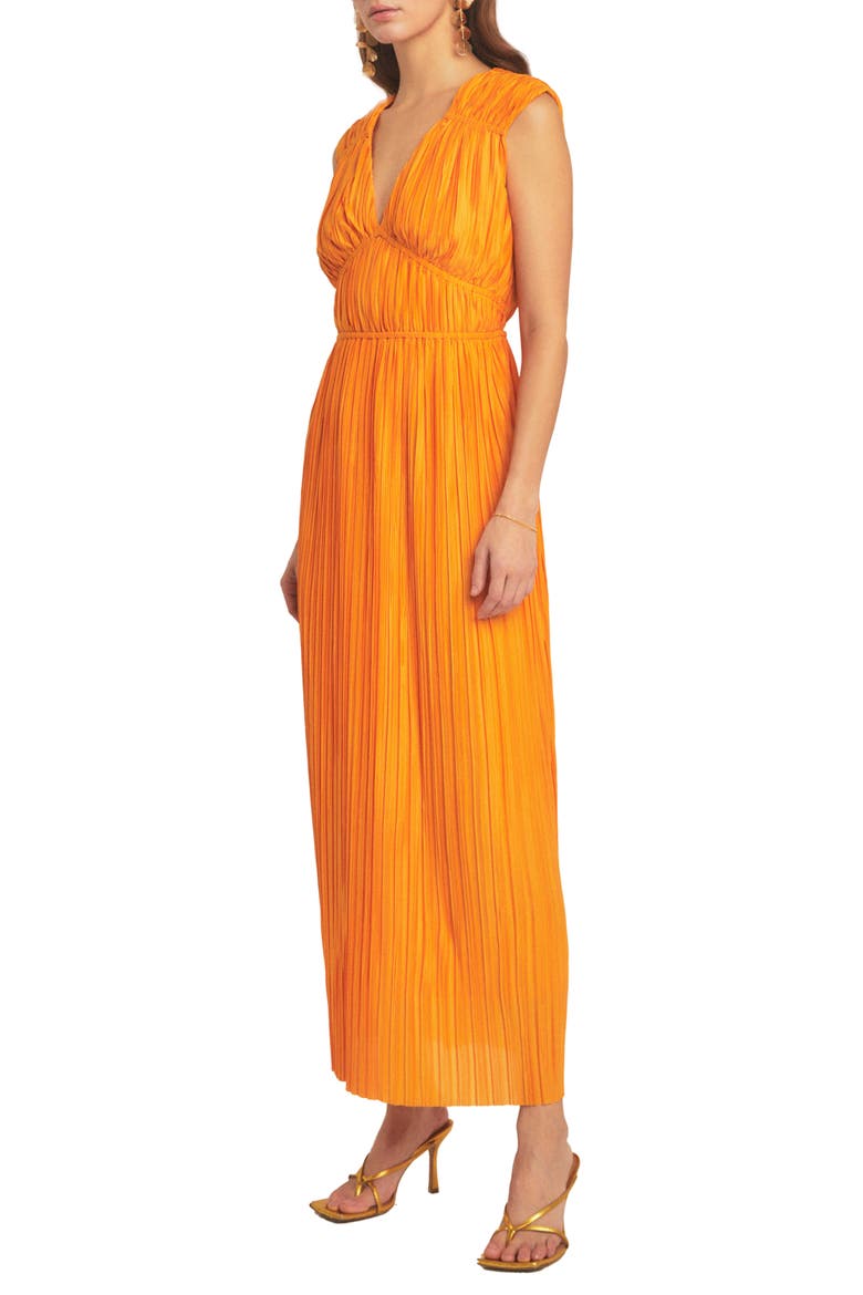Sleeveless Micropleat Maxi Dress, Alternate, color, ORANGE
