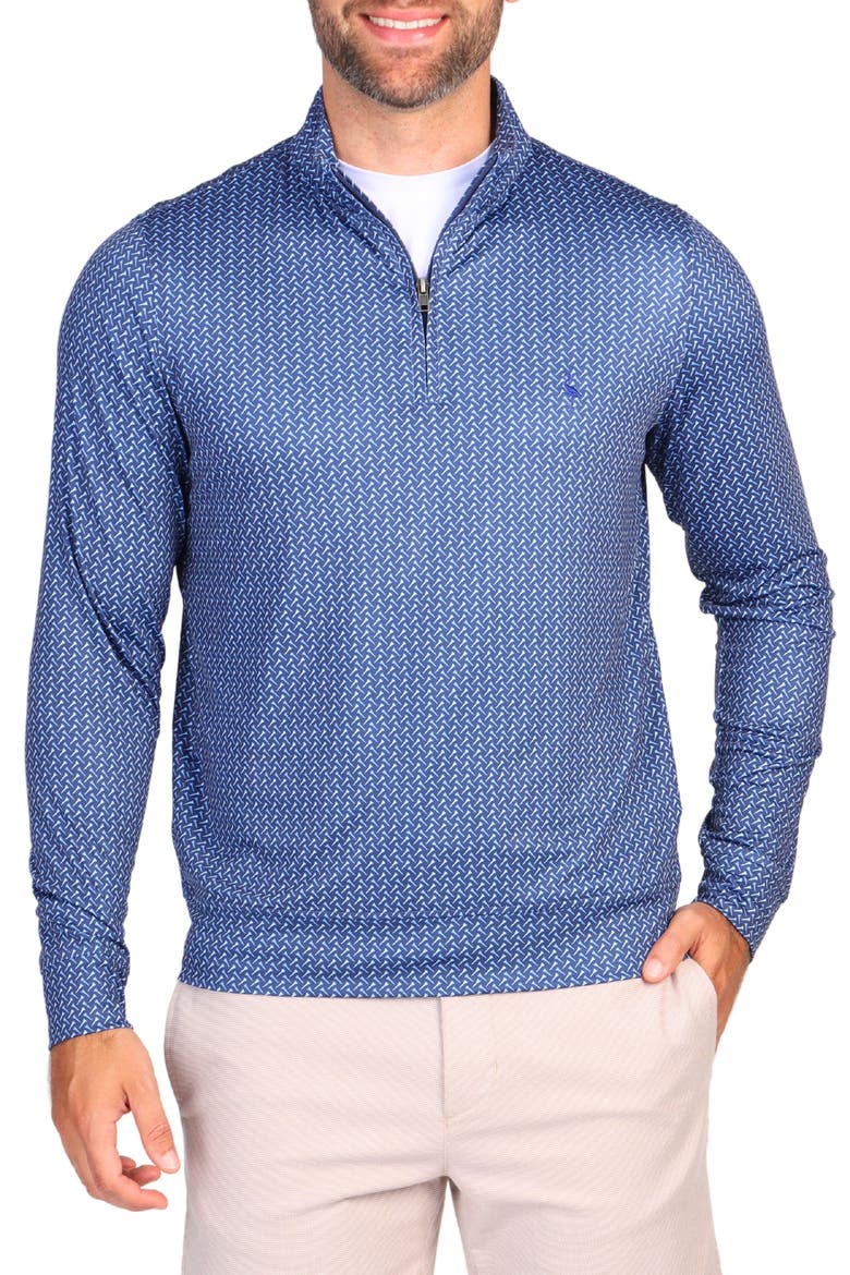 Golf Tees Print Quarter Zip Performance Pullover, Main, color, NAVY