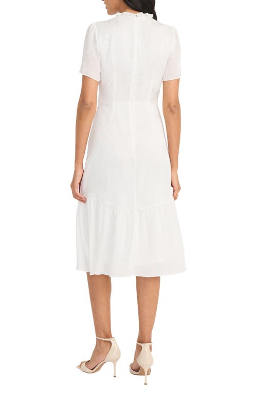 Maggy London Jacquard Midi Dress In White