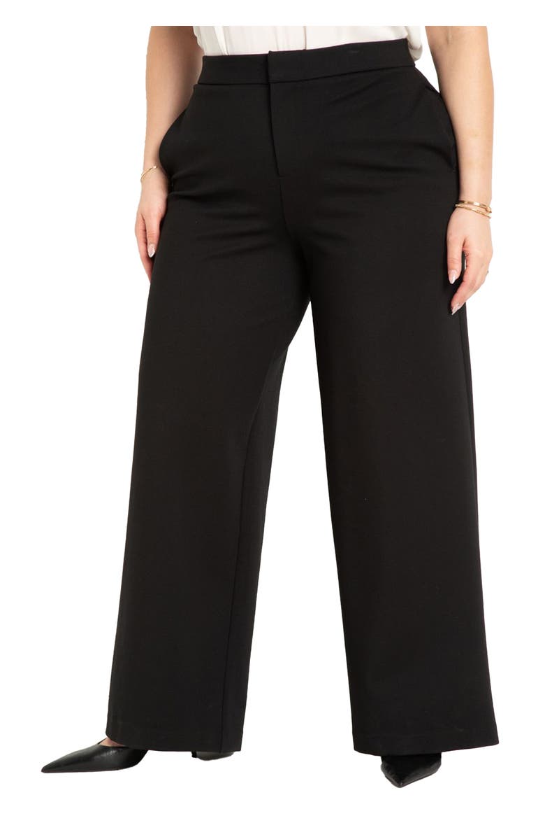 ELOQUII The Ultimate Stretch Wide Leg Pant, Main, color, Totally Black