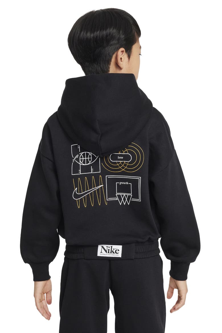 Kids' Basketball Hoodie, Alternate, color, BLACK/ BRONZINE