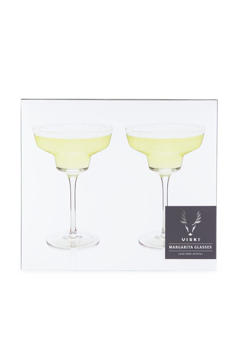 Viski Raye Crystal Angled Margarita Glasses Set of 2, Alternate, color, Clear