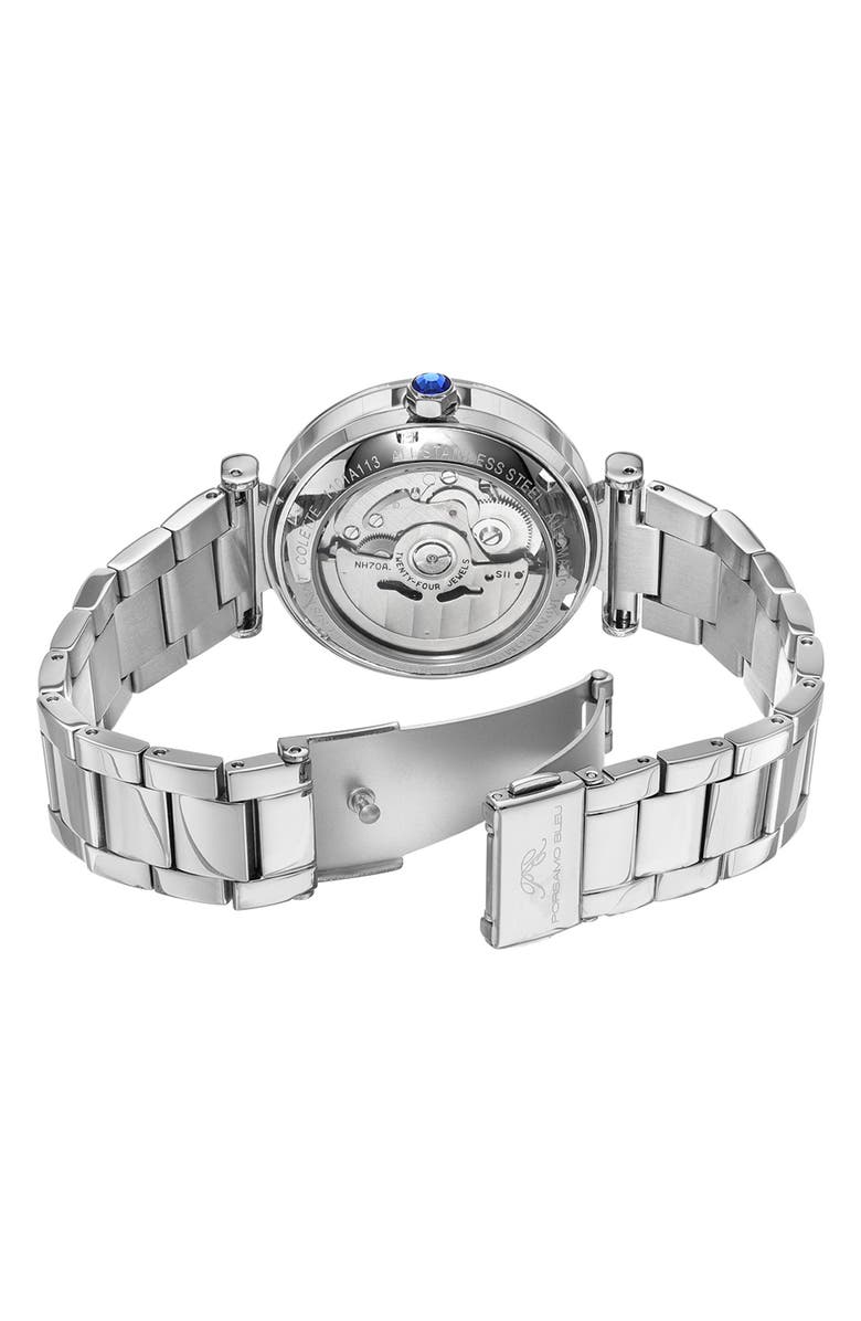 PORSAMO BLEU Colette Automatic Mother of Pearl Bracelet Watch, 36mm, Alternate, color, Silver