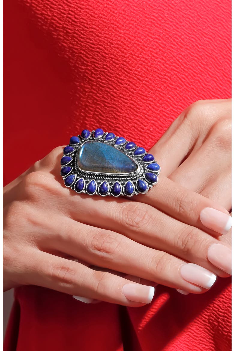 Labradorite Statement Ring, Alternate, color, BLUE