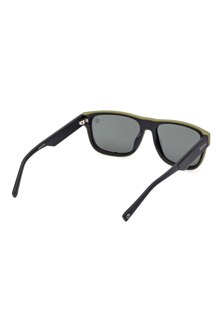 56mm Sunglasses, Alternate, color, MATTE BLACK / GREEN POLARIZED