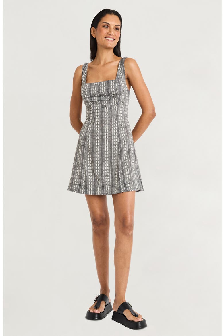 Square Neck Minidress, Alternate, color, IVORY/ BLACK