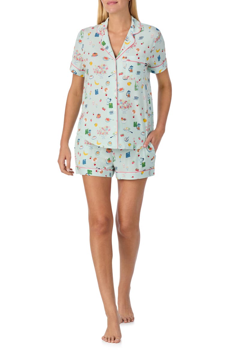 print short pajamas, Main, color, LIGHT GREEN/ PRINT