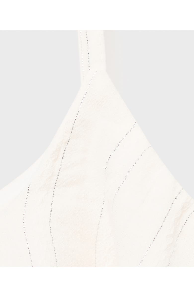 MANGO TEEN Metallic Stripe Ruffle Crop Top, Alternate, color, Off White