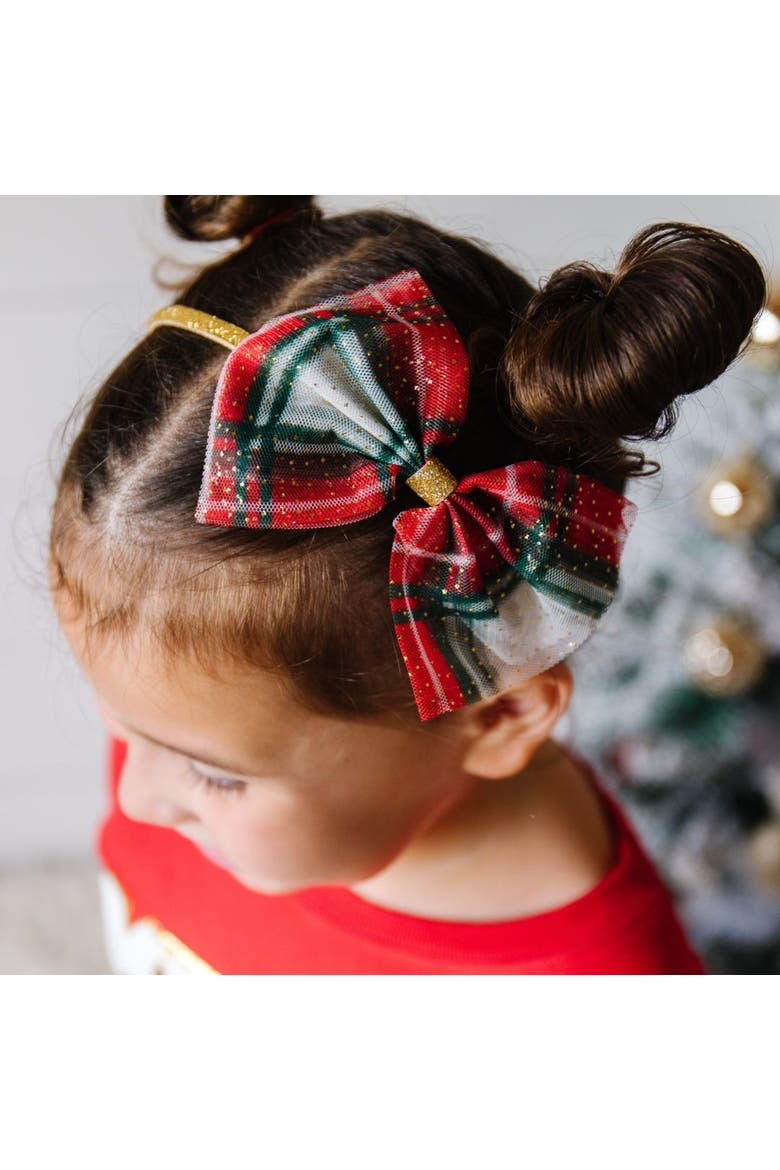 Christmas Plaid Tulle Bow Headband, Alternate, color, Multicolor