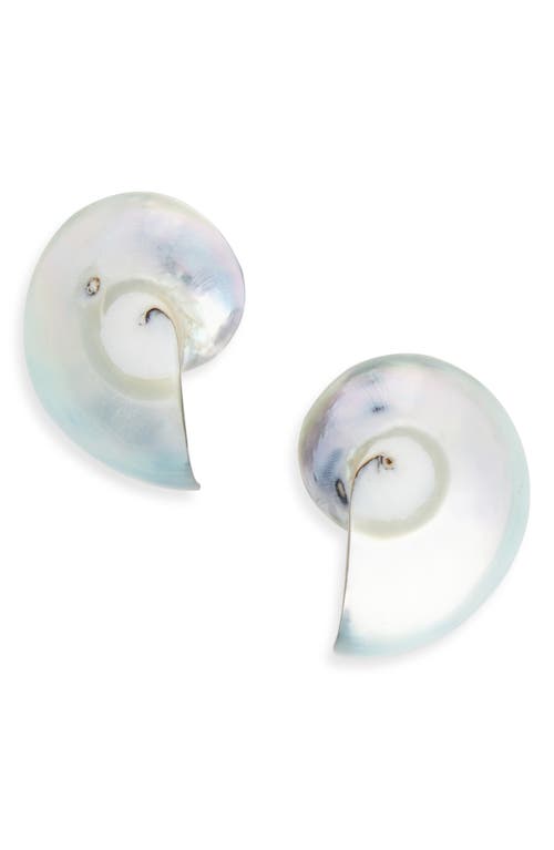 Isshi Molluska Stud Earrings In Blue Sheen