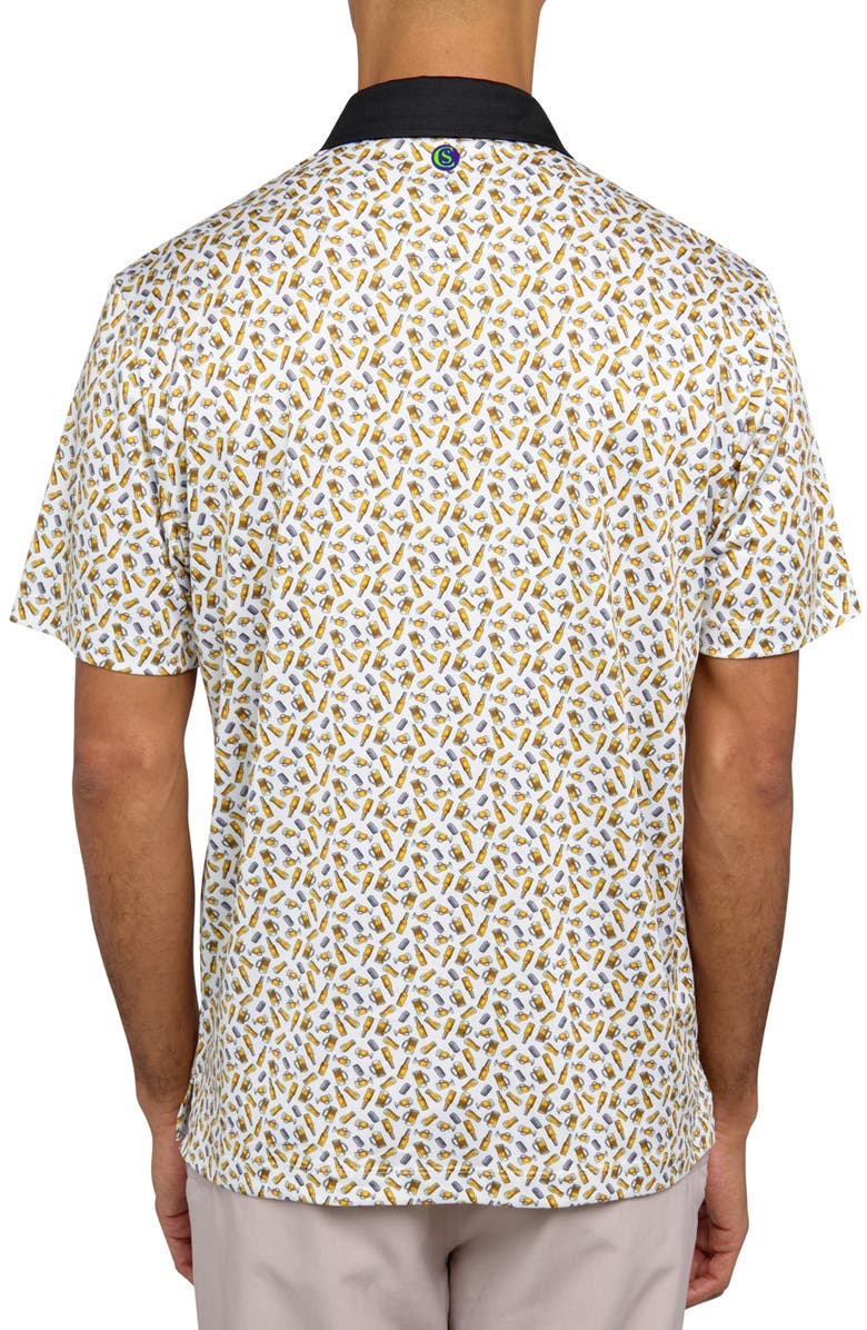 CONSTRUCT Regular Fit Micro Beers Print Recycled Performance Golf Polo, Alternate, color, White/Yellow