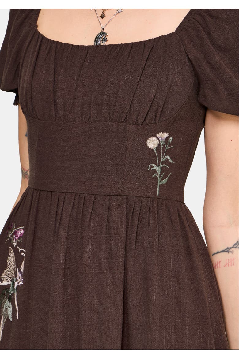 Faela Fairy Embroidered Midi Dress, Alternate, color, Black