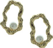 OLIVIA WELLES Luna Faux Pearl Frontal Hoop Earrings
