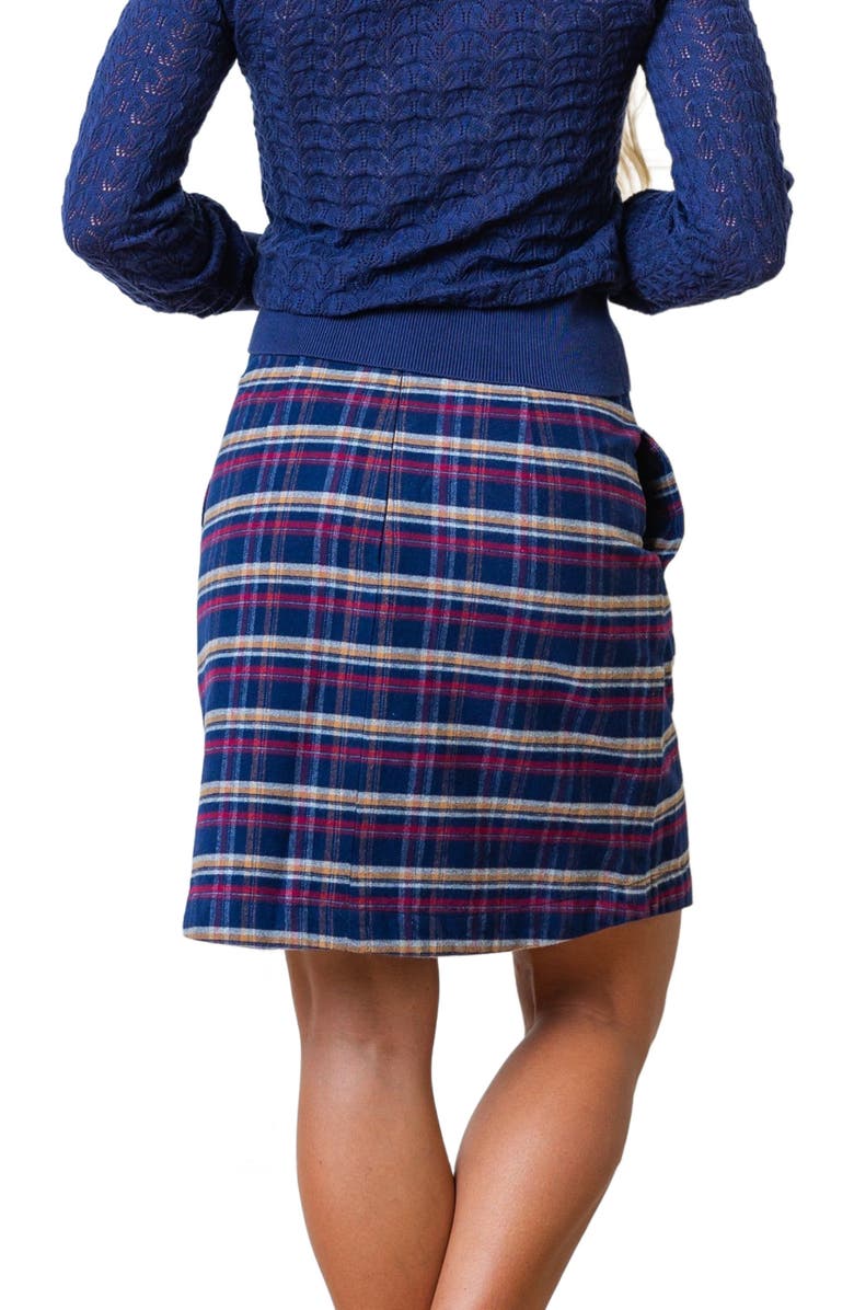 Hope & Henry Women's Organic Flannel Ruffle Skirt, Alternate, color, Navy Autumn Plaid
