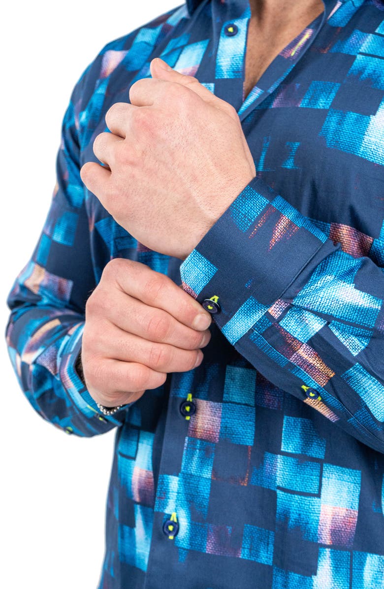 Maceoo Fibonacci Sensored Contemporary Fit Button-Up Shirt, Alternate, color, Blue