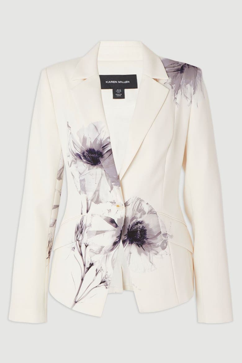 Floral Crepe Single Breasted Blazer, Alternate, color, Multi