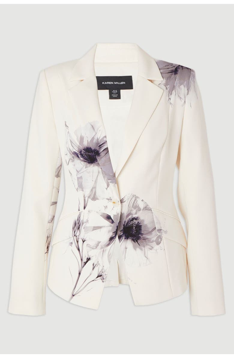 Karen Millen Floral Crepe Single Breasted Blazer, Alternate, color, Multi