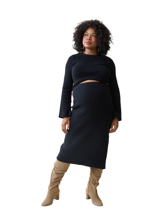 Long Sleeve Maternity Sweater Skirt Set