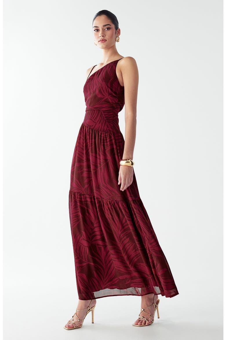 Vincent Maxi Dress, Alternate, color, Burgundy Palms