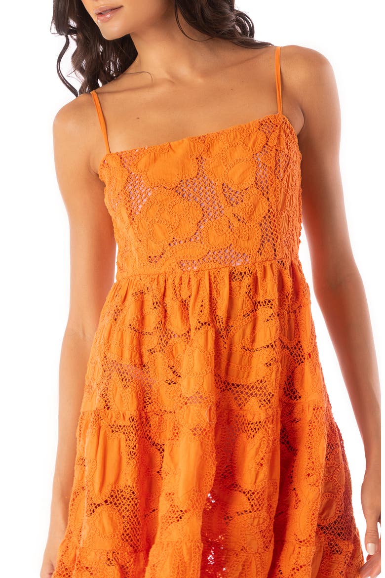 Ginger Garden Emily Cotton Cover-Up Dress, Alternate, color, BRIGHT ORANGE