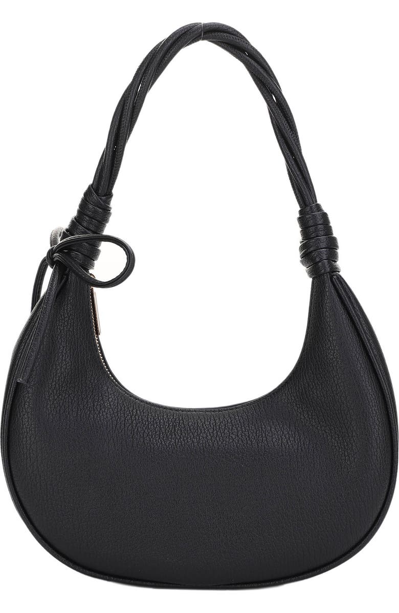 Mali + Lili Brianna Soft Bow Faux Leather Crescent Shoulder Bag, Main, color, Black