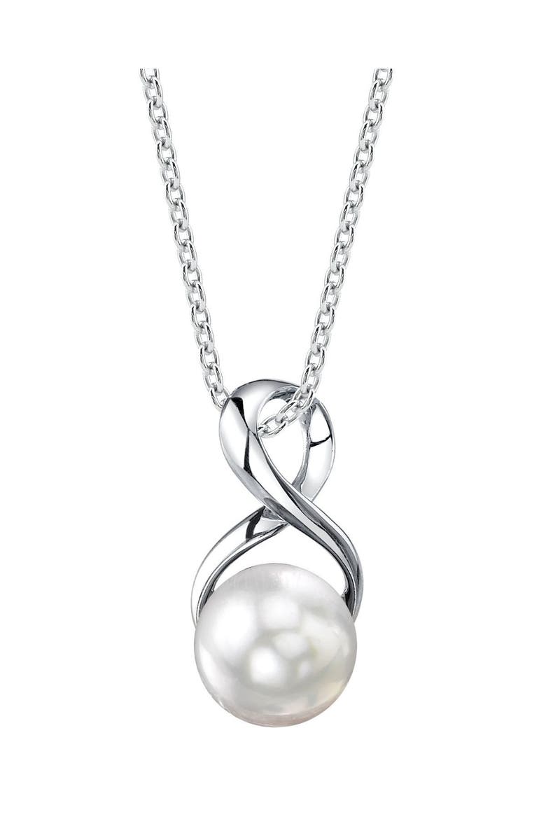 White Freshwater Pearl Infinity Pendant, Main, color, White Pearl