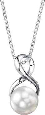 The Pearl Source White Freshwater Pearl Infinity Pendant