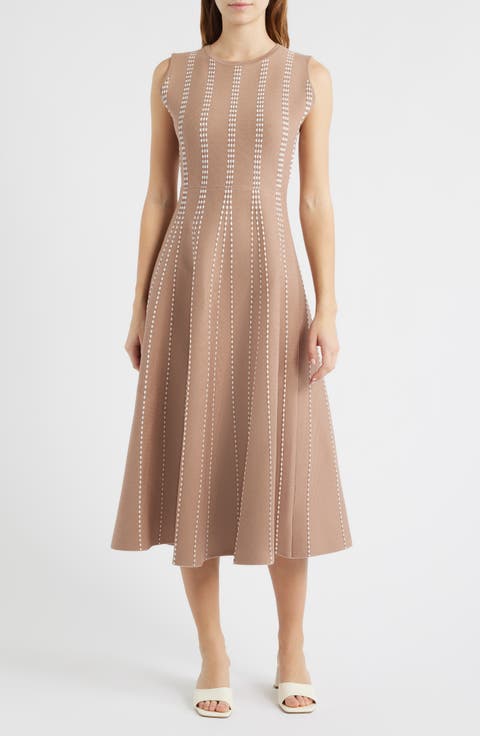 Contrast Piping Sleeveless Midi Sweater Dress