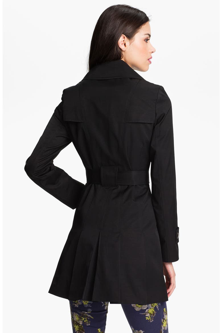 Pleated Trench Coat, Alternate, color, BLACK