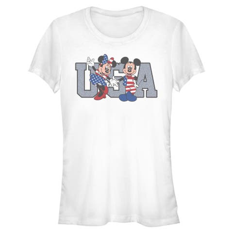 Junior's Mickey & Friends The American Couple  Graphic T-Shirt