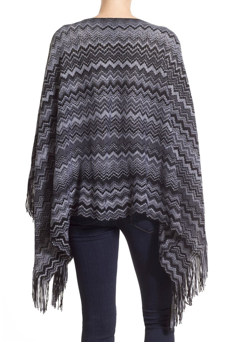 Zigzag Poncho, Alternate, color, BLACK/ GREY