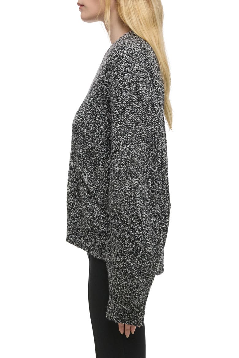Marled Wool Blend Zip-Up Cardigan, Alternate, color, BLACK/ WHITE MARL