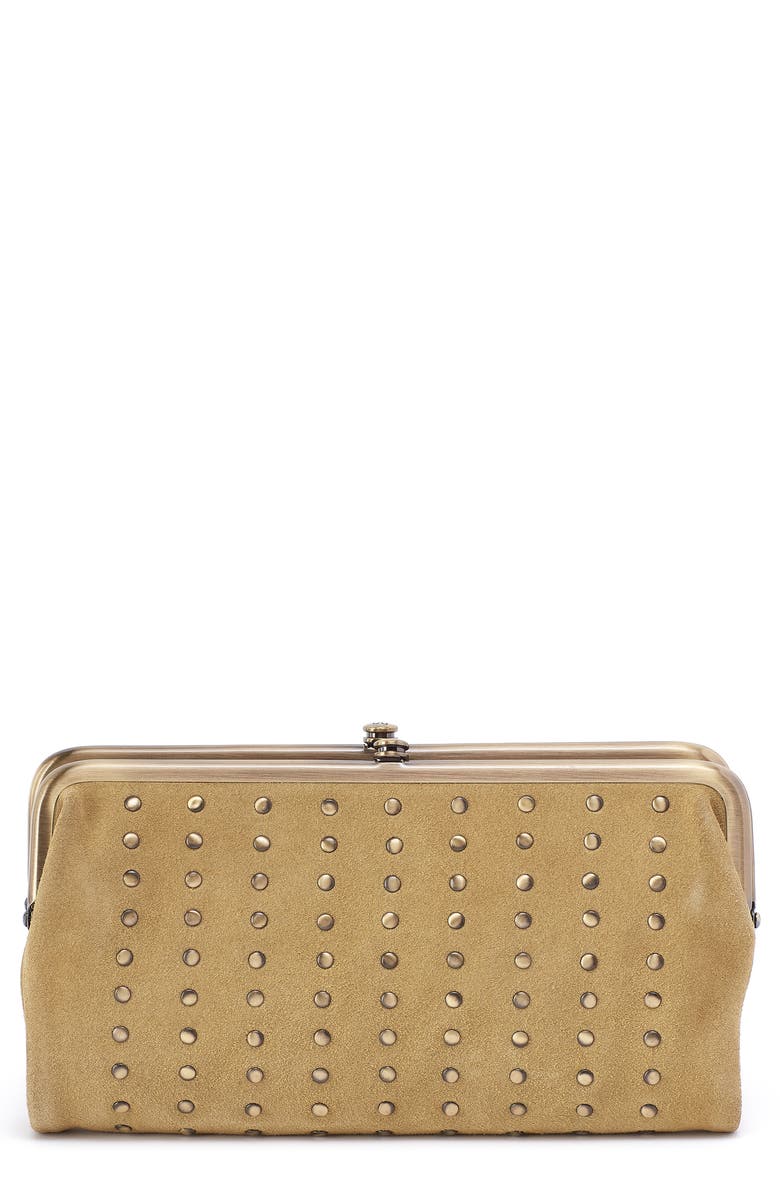 HOBO Lauren Leather Double Frame Clutch, Main, color, Twilight Fern