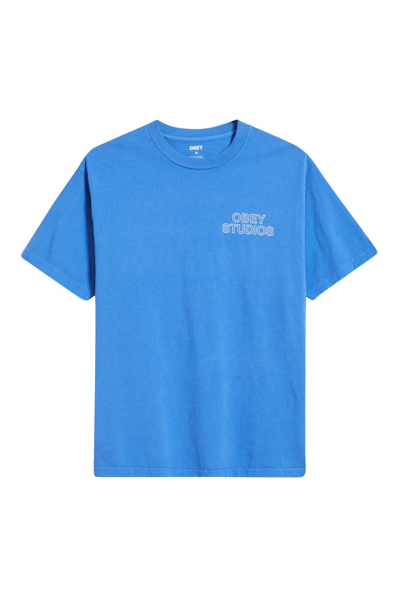 Outline Logo Graphic T-Shirt, Alternate, color, PIGMENT ELECTRIC INDIGO