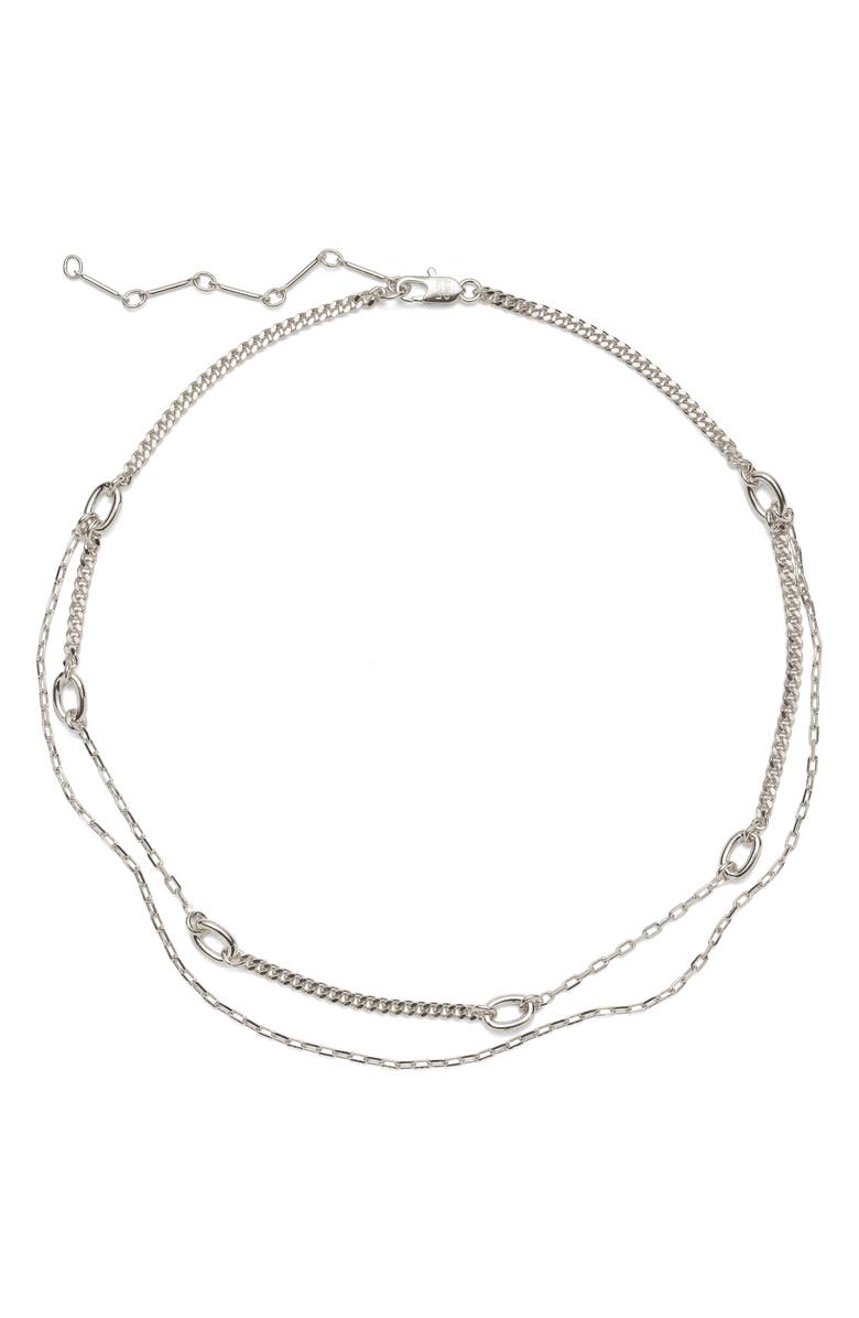 Lady Grey Dual Chain Necklace, Main, color, Silver
