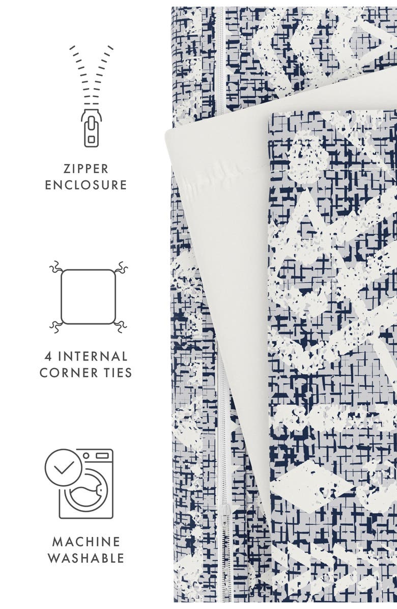 HOMESPUN Premium Ultra Soft Modern Rustic Pattern 3-Piece Reversible Duvet Cover Set, Alternate, color, Navy