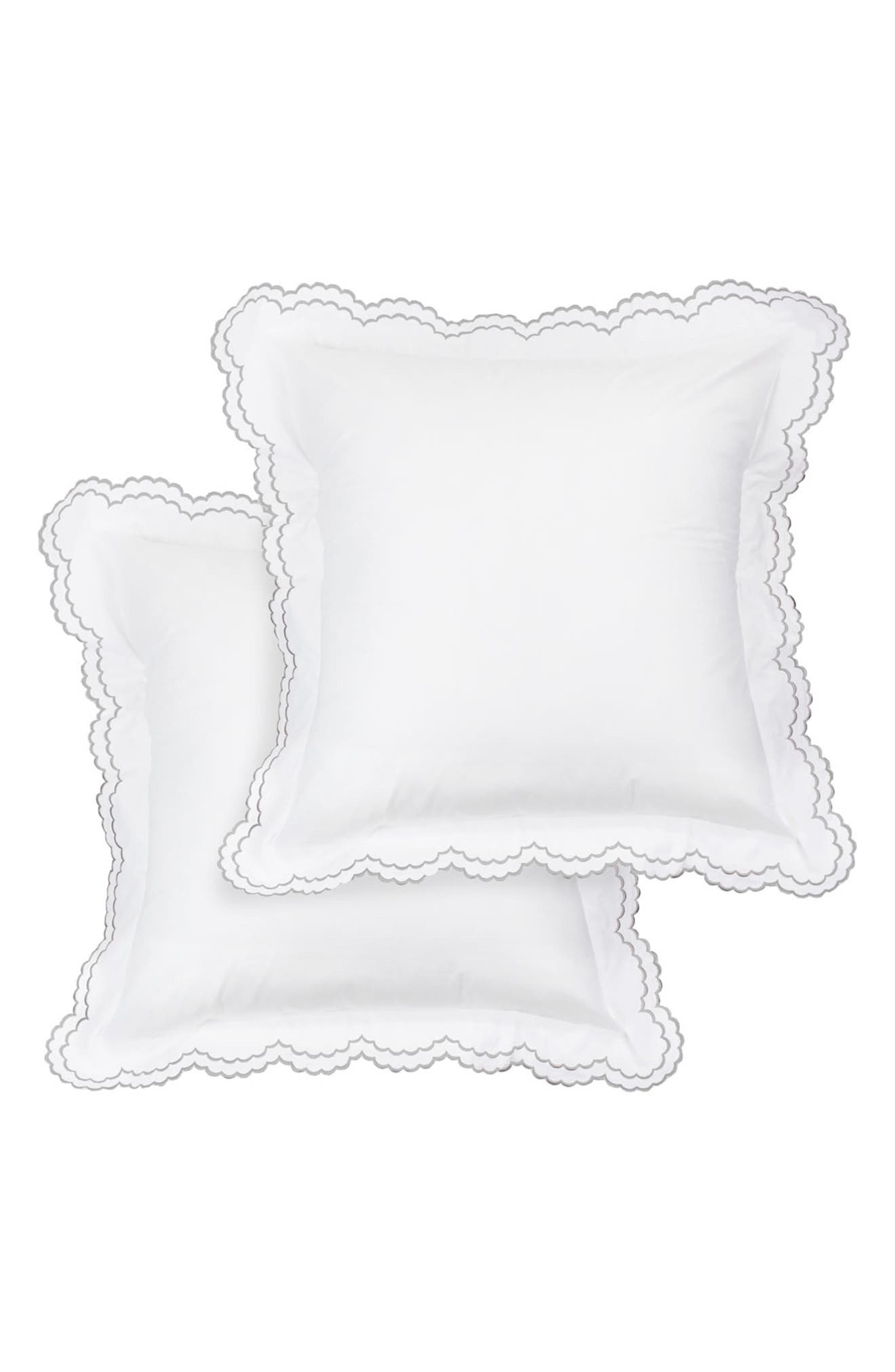 MELANGE HOME Embroidered Percale Crisp Cotton Double Scallopier Duvet Set