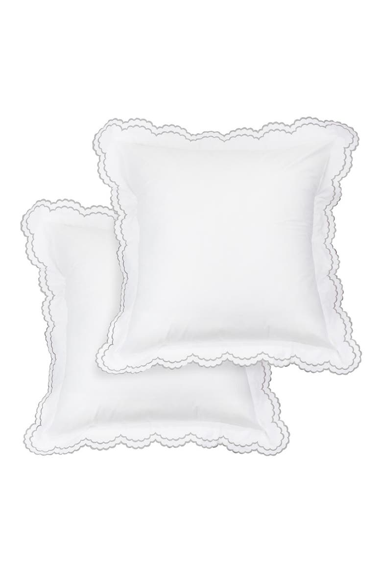 Embroidered Percale Crisp Cotton Double Scallopier Duvet Set, Main, color, GREY