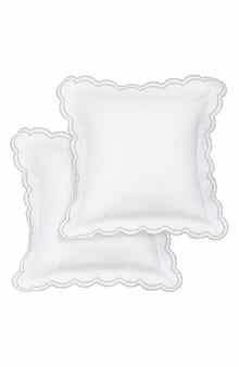 MELANGE HOME Embroidered Percale Crisp Cotton Double Scallopier Duvet Set