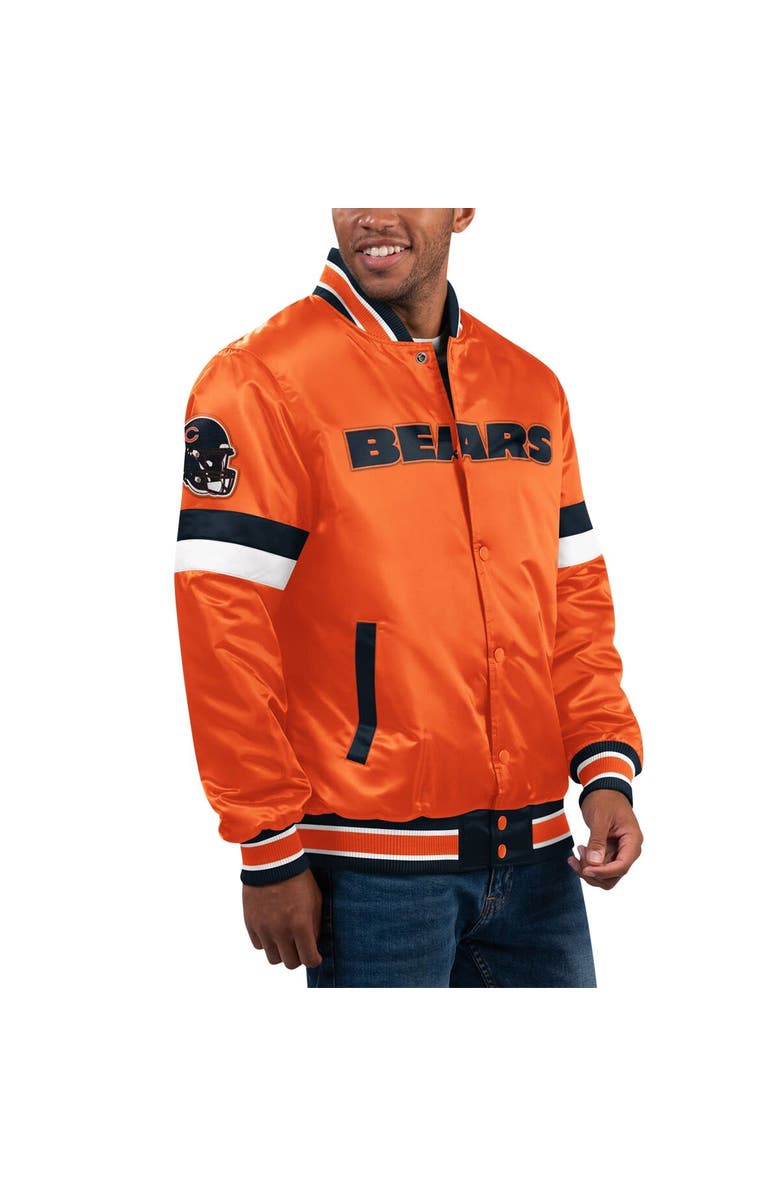 STARTER Men's Starter Orange Chicago Bears Home Game Satin Full-Snap Varsity Jacket, Main, color, Orange