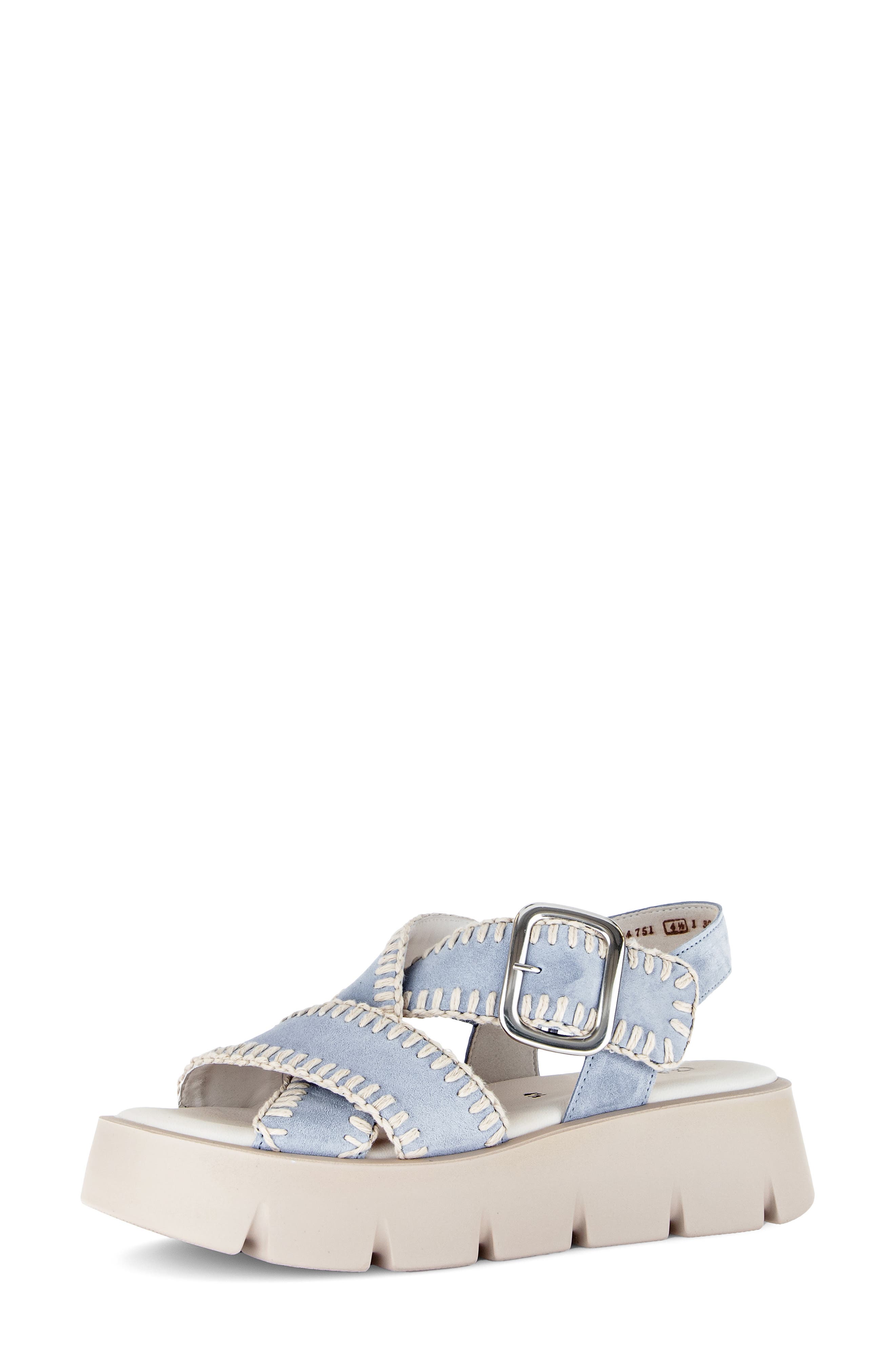 Gabor Ankle Strap Platform Sandal, Main, color, Sky